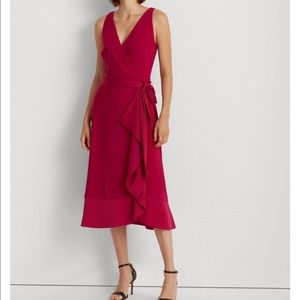 Lauren Ralph Party Ruffle-Trim Jersey Dress Dahlia